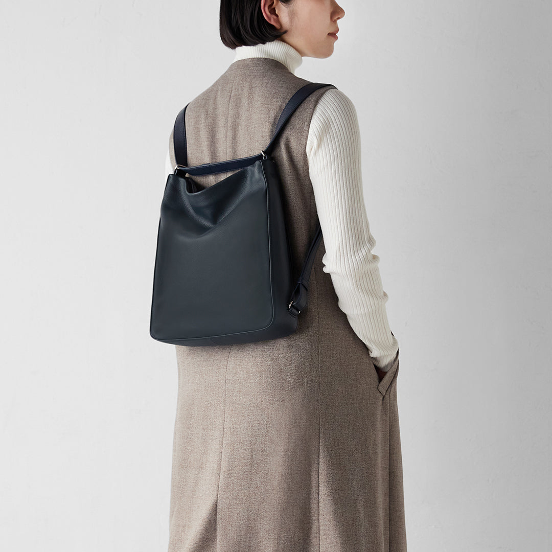 【美品】MOTHERHOUSE 『ZADAN』2wayレザーリュック ネイビー