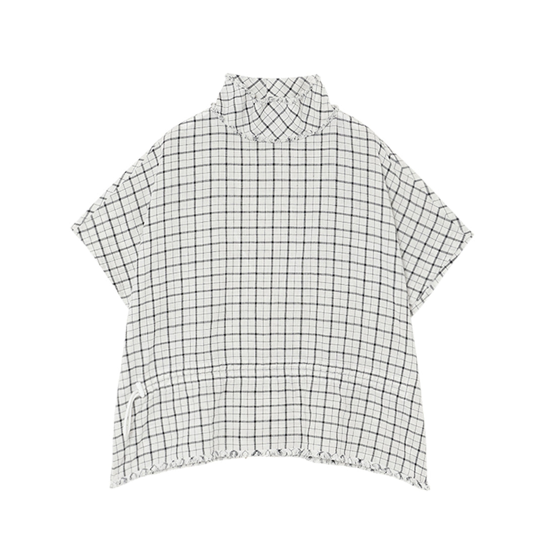 Yui High Neck Tops 56s check Khadi