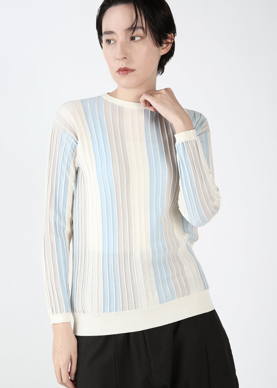 Rib Stripe Sweater 14gg Cotton