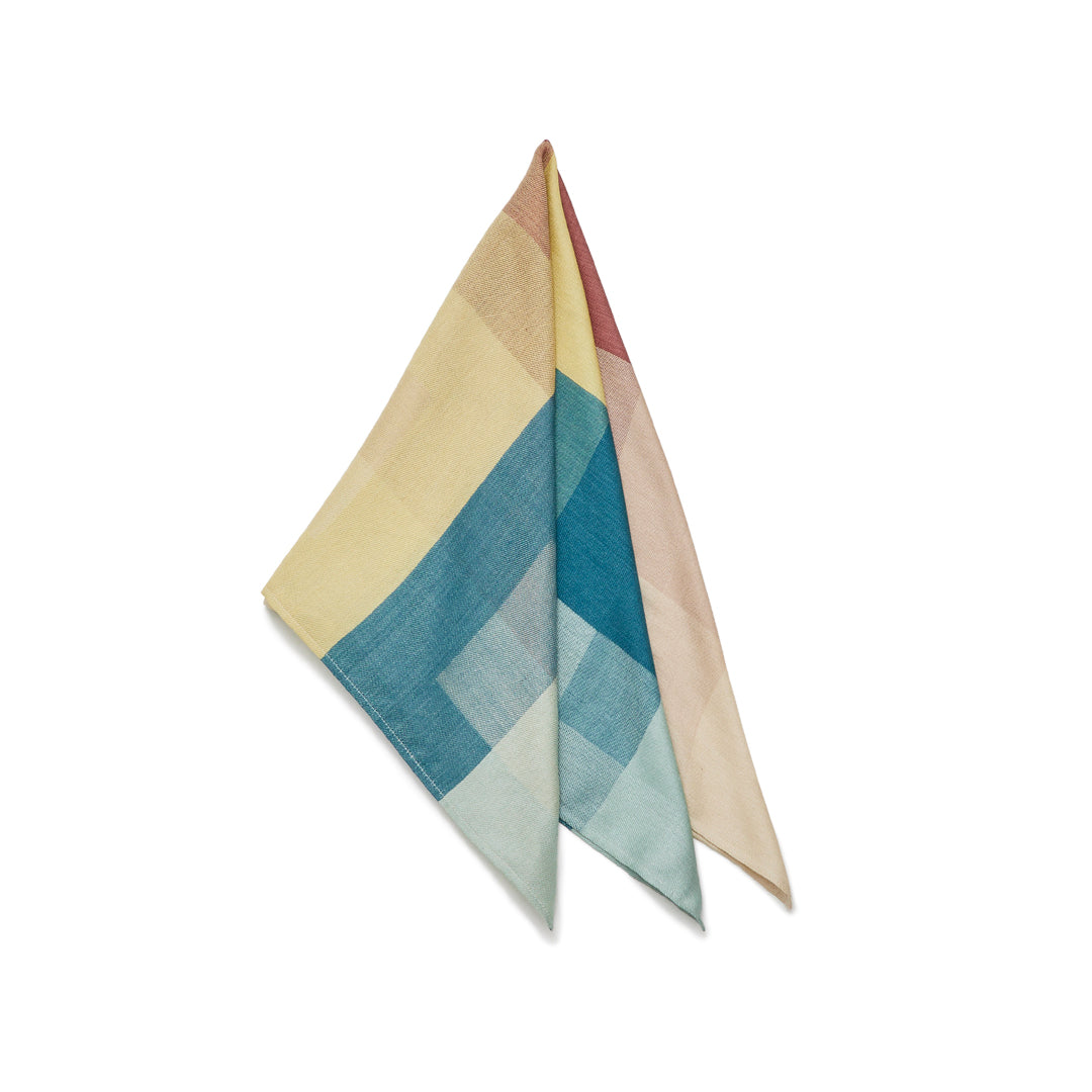 Block Check Silk Scarf with Ring