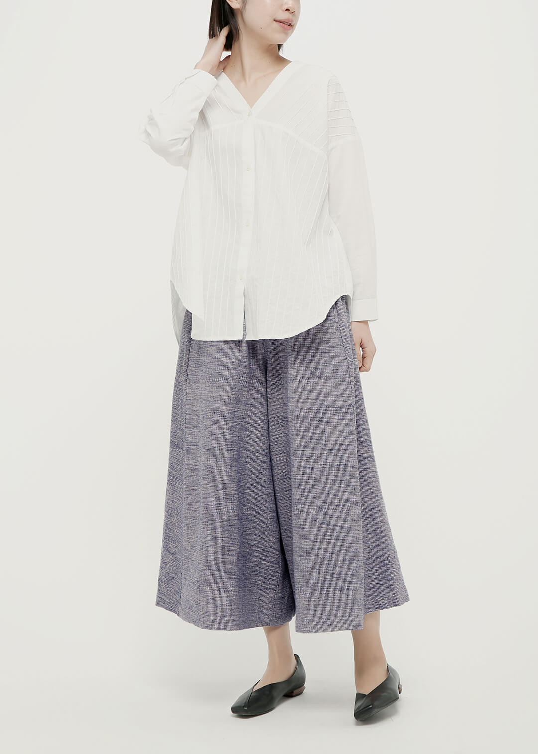 Oxford Khadi Long Gaucho Pants