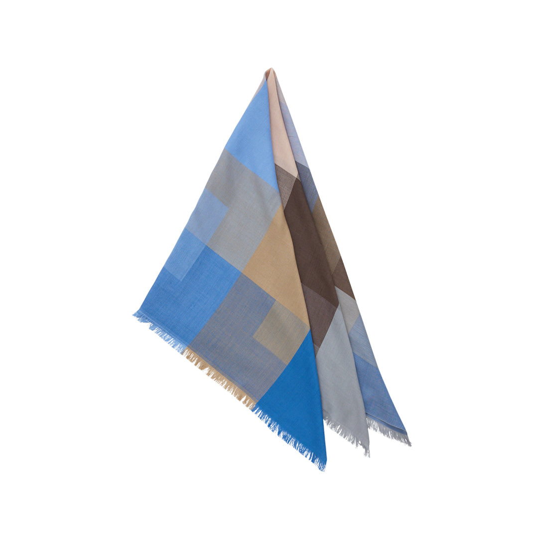 Block Check Silk Scarf