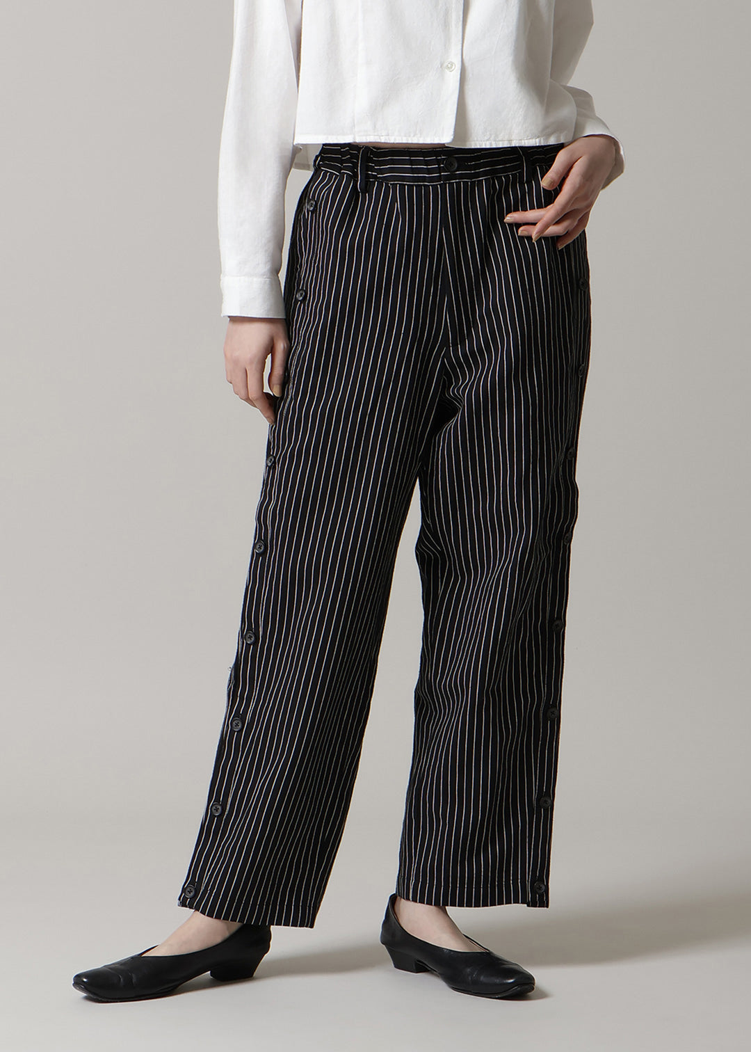 Xing Side Button Pants L/C stripe