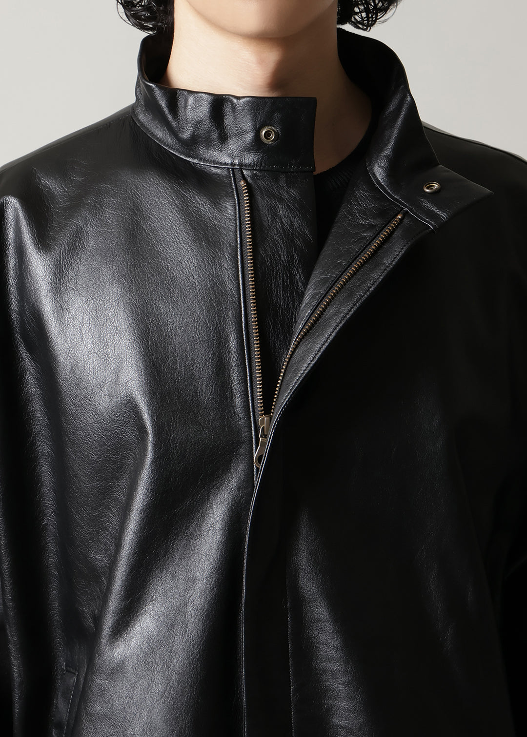 Matou Stand Collar Leather Jacket