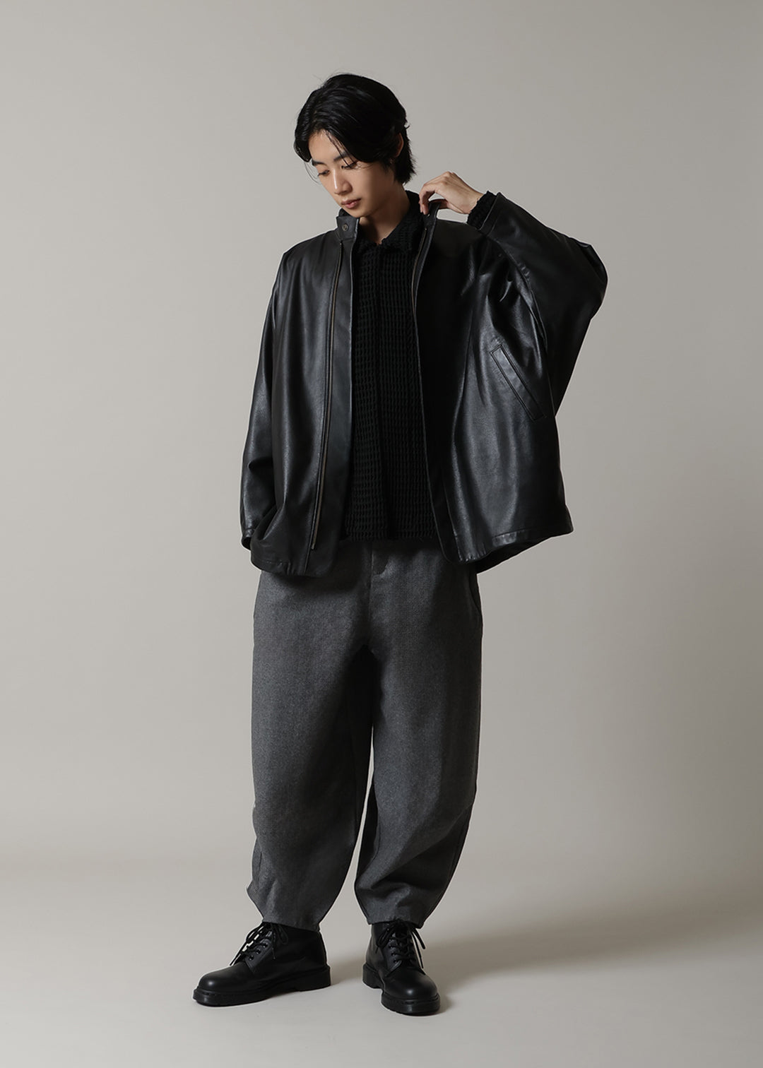 Matou Stand Collar Leather Jacket