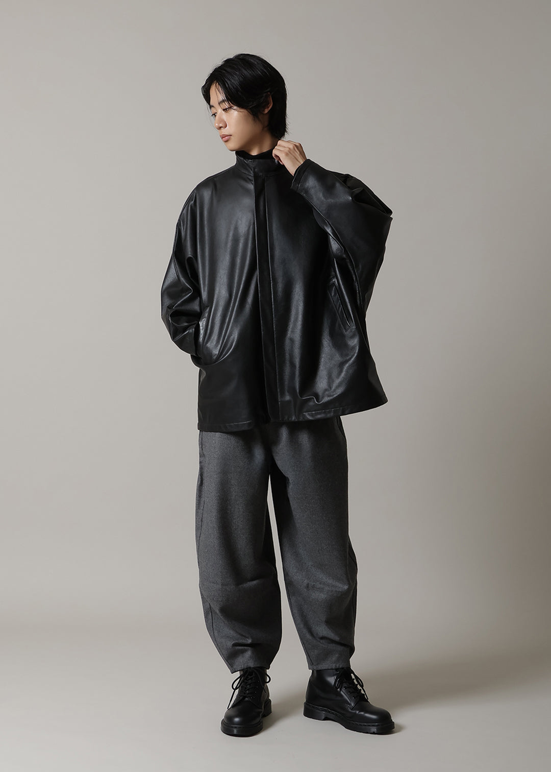 Matou Stand Collar Leather Jacket