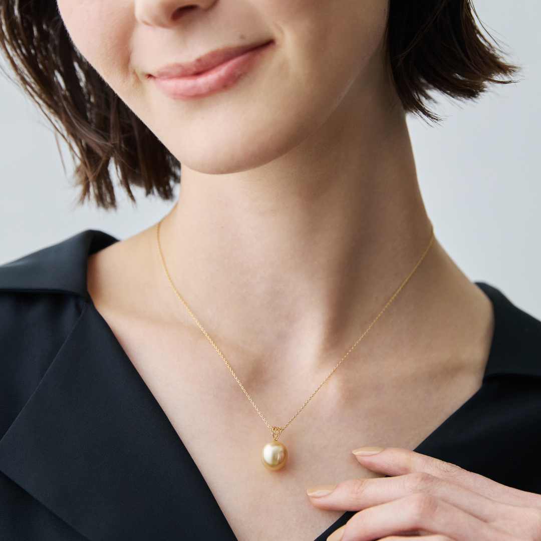 常盤木ゴールデンパール(南洋真珠) ダイヤモンド E3251 美しい大粒