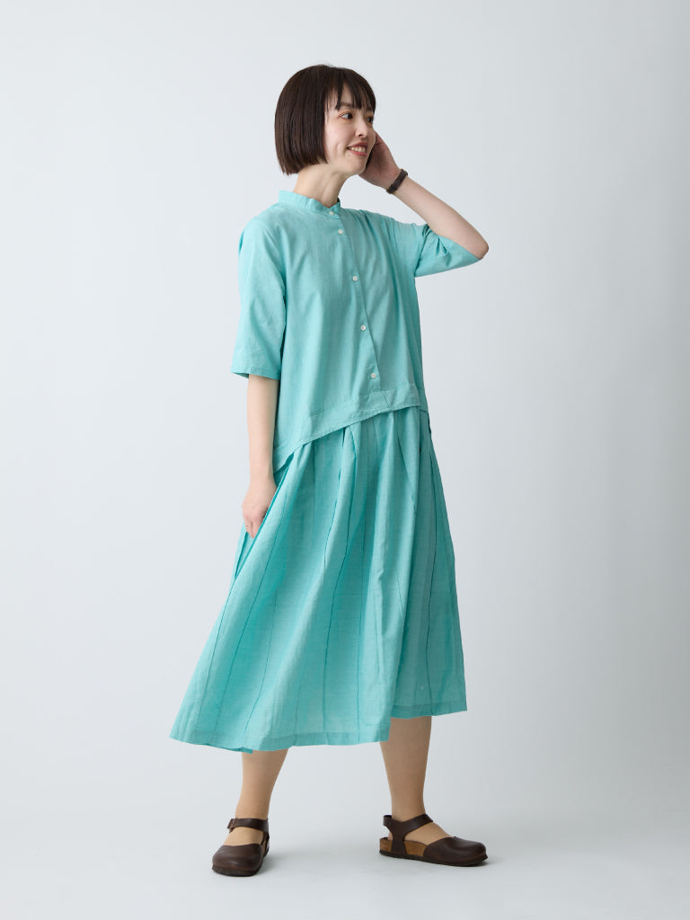 150dt Khadi Stand Collar Pleats OP – マザーハウス 公式サイト