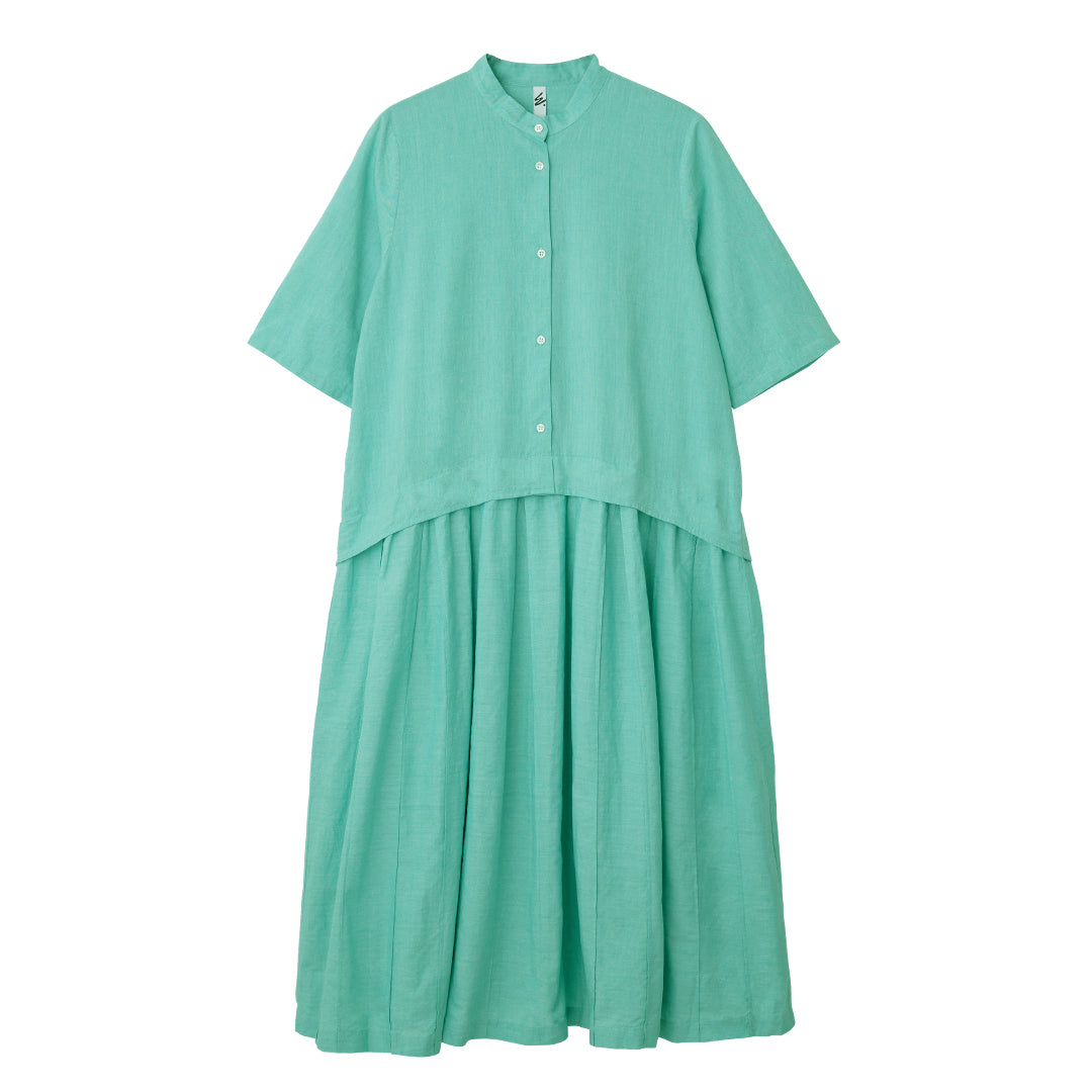 150dt Khadi Stand Collar Pleats OP