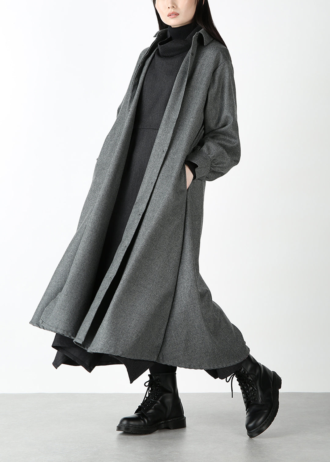 Kaname Flare Coat Royal soft