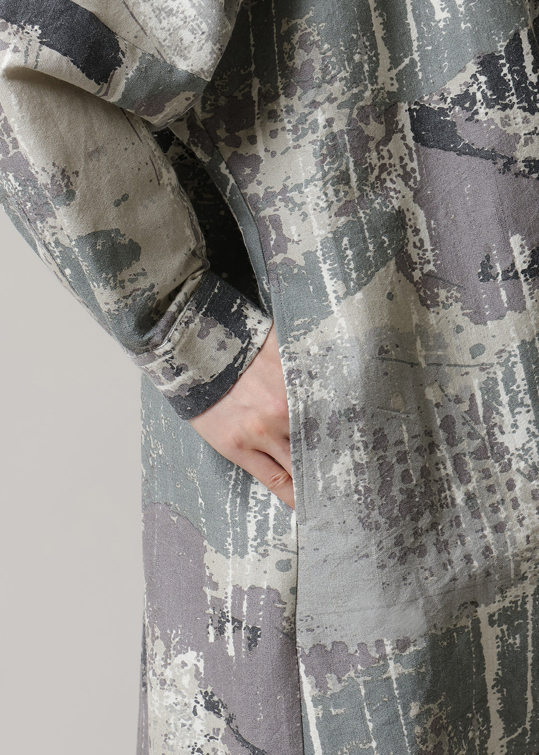 Yui Shirring OP Printed Wool Khadi