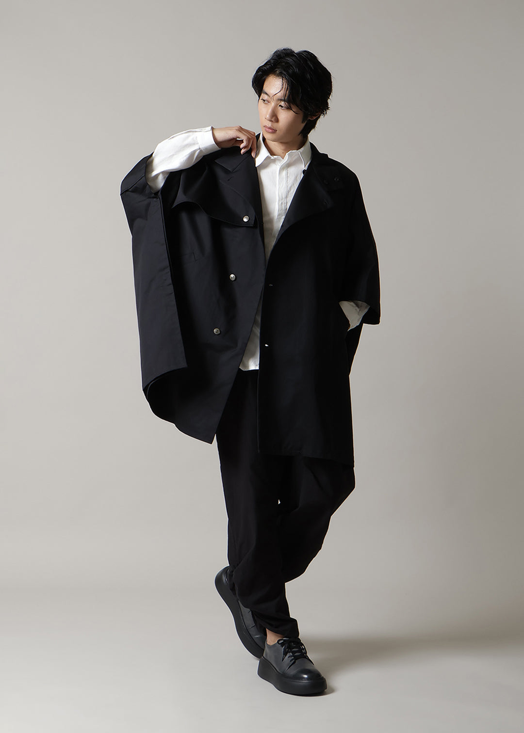 Matou Poncho Coat Cotton Chino