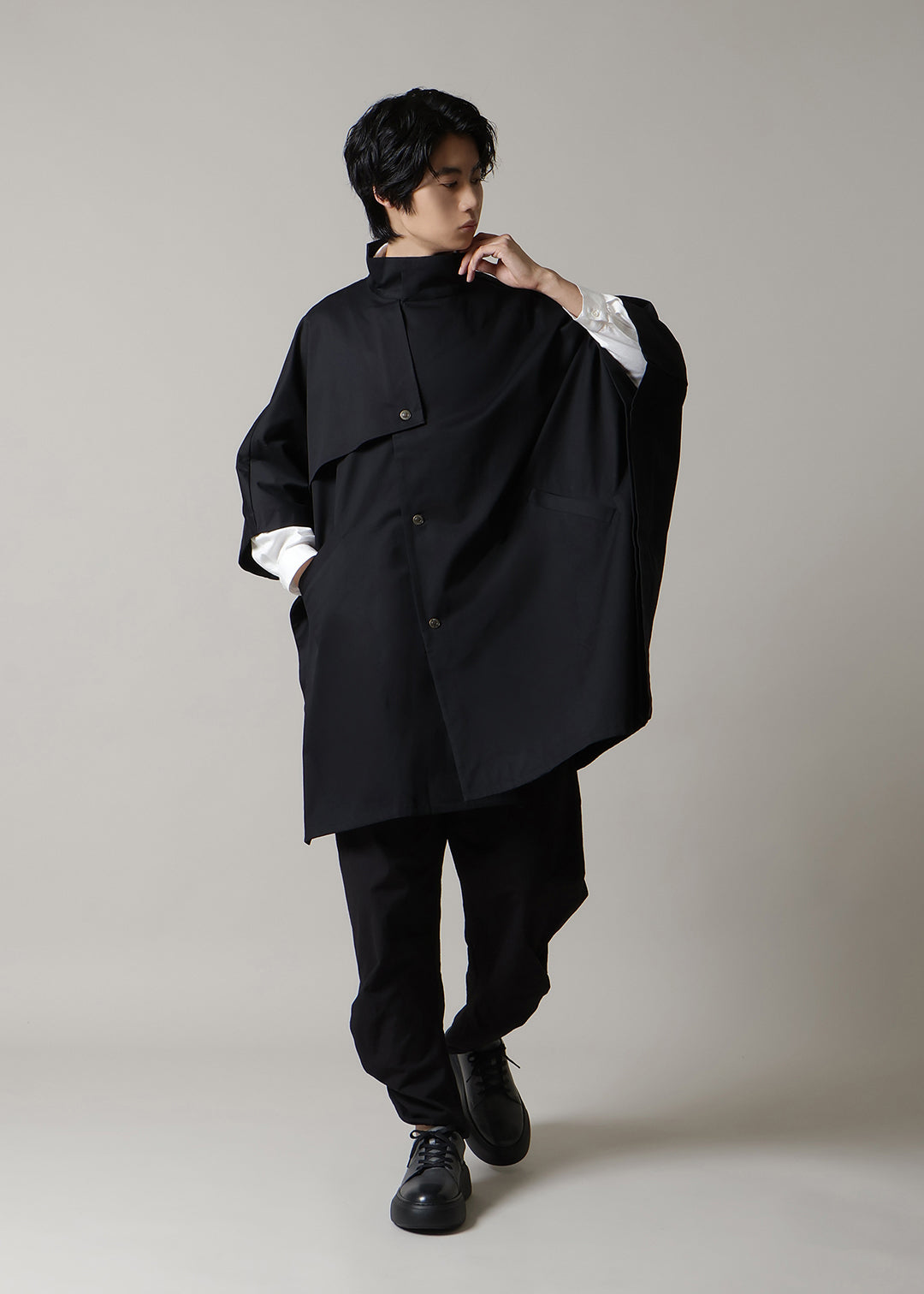 Matou Poncho Coat Cotton Chino