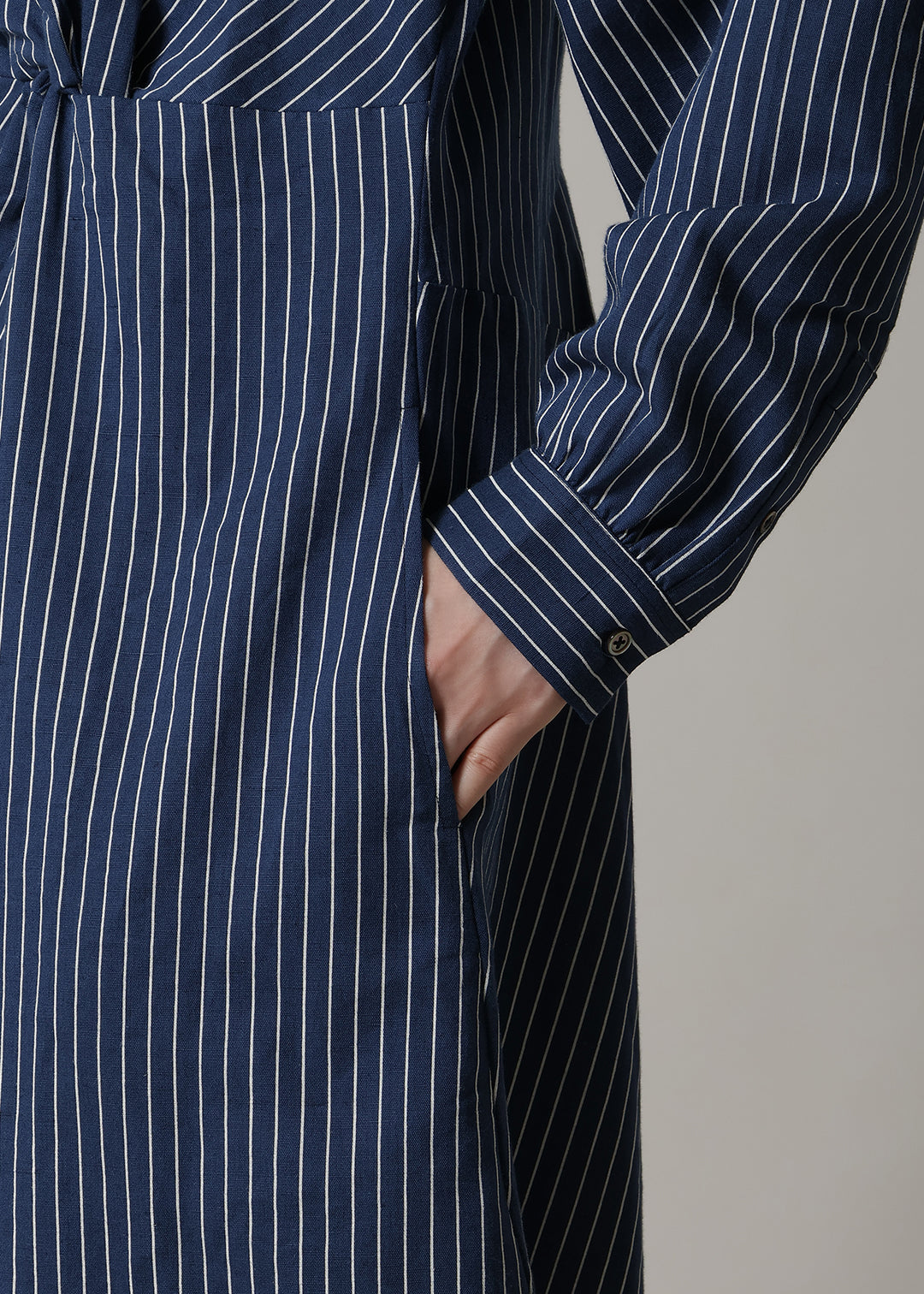 Yui Front Knotted OP L/C stripe