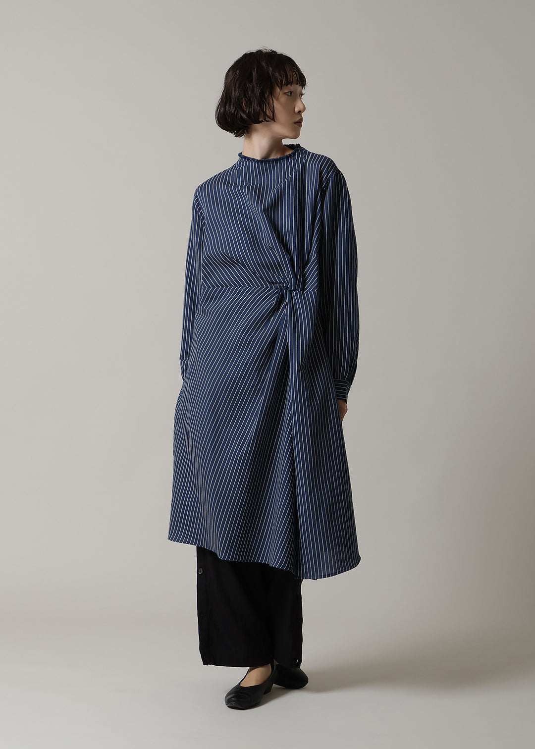 Yui Front Knotted OP L/C stripe