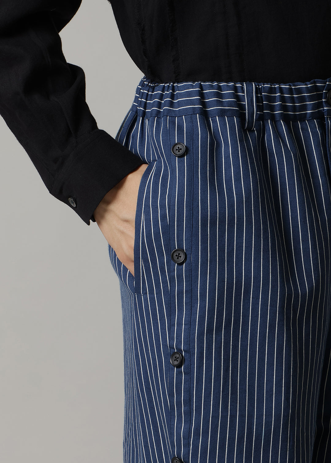Xing Side Button Pants L/C stripe