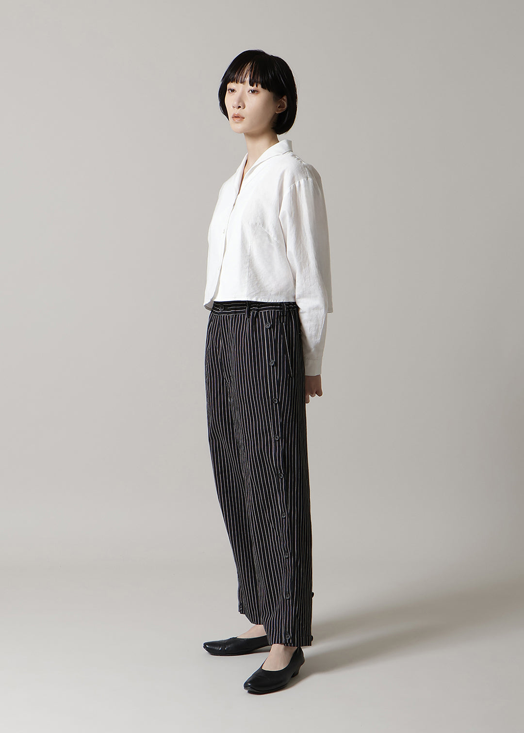 Xing Side Button Pants L/C stripe