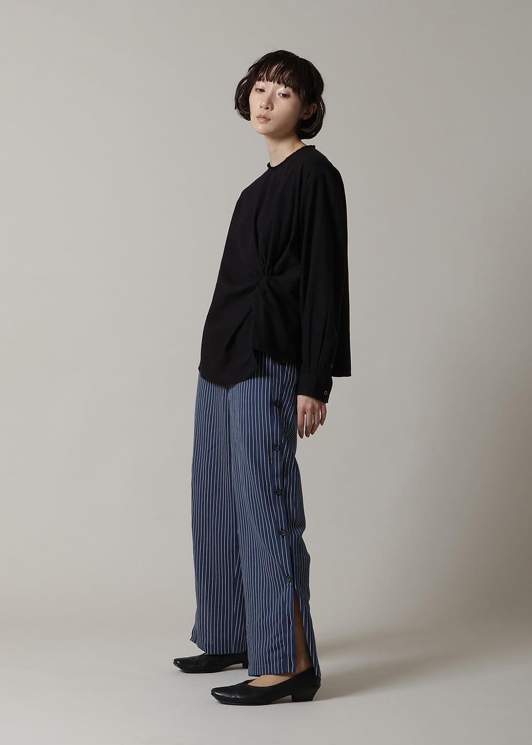 Xing Side Button Pants L/C stripe