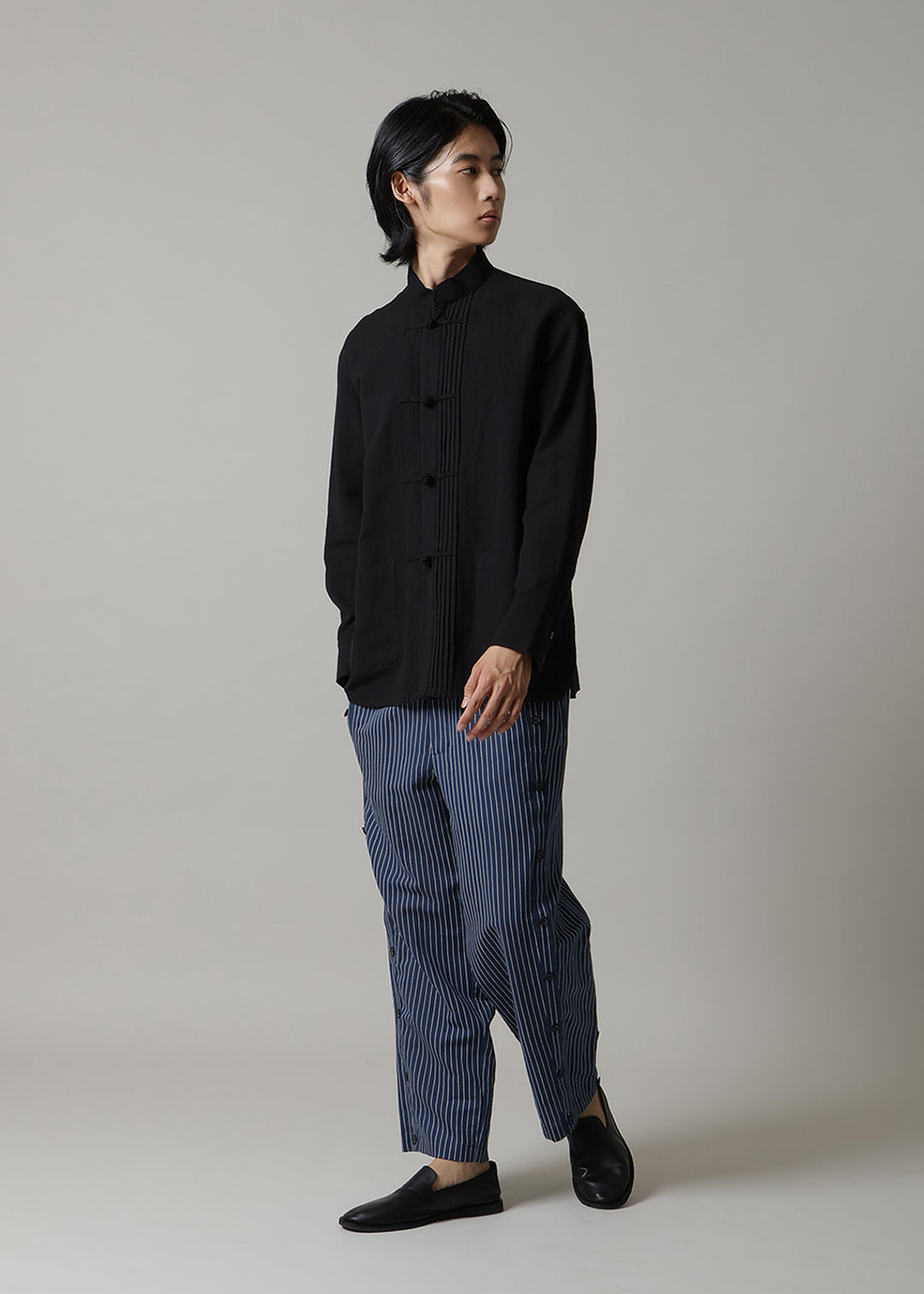 Xing Side Button Pants L/C stripe