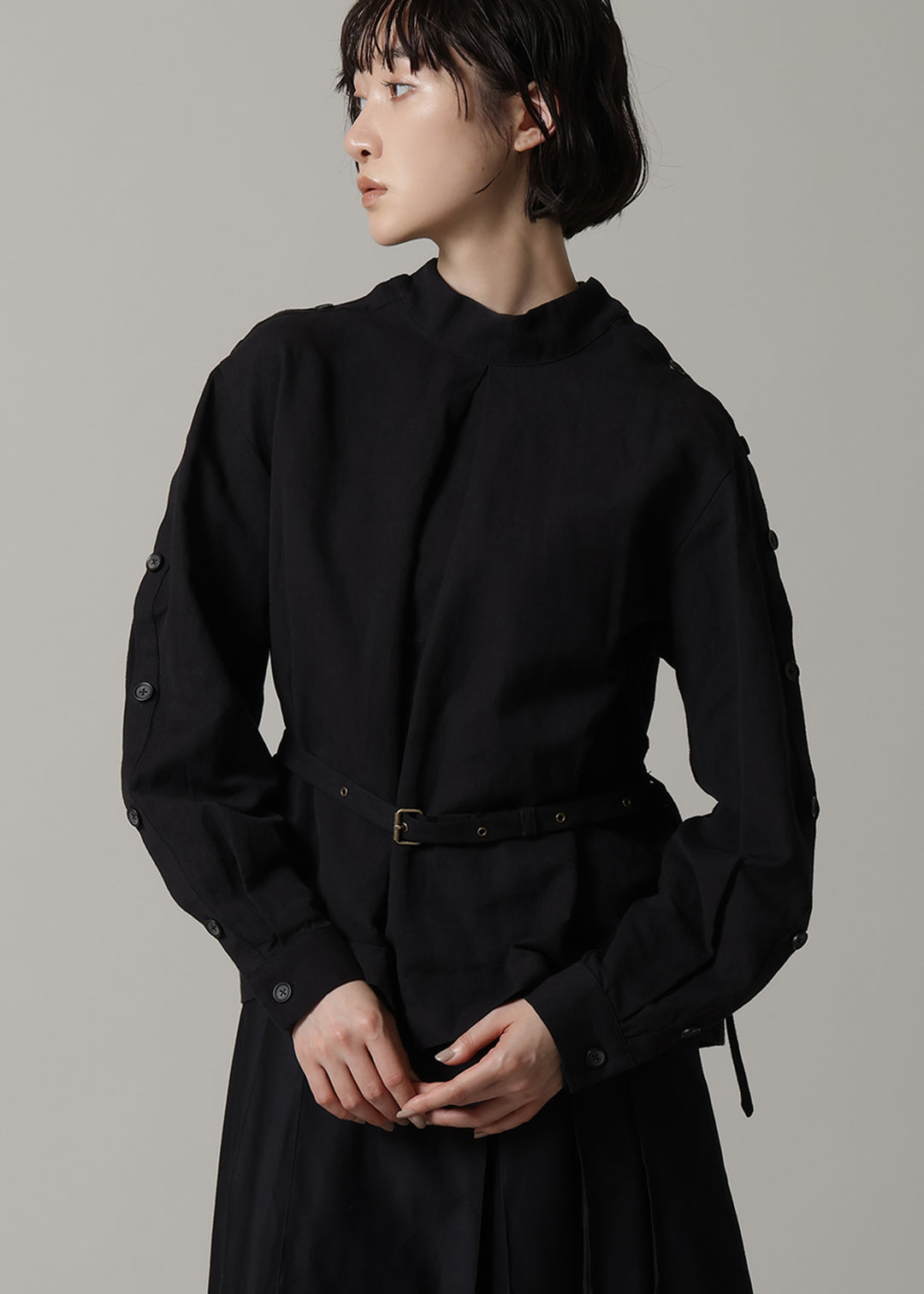 Xing Side Button Tunic Linen Khadi