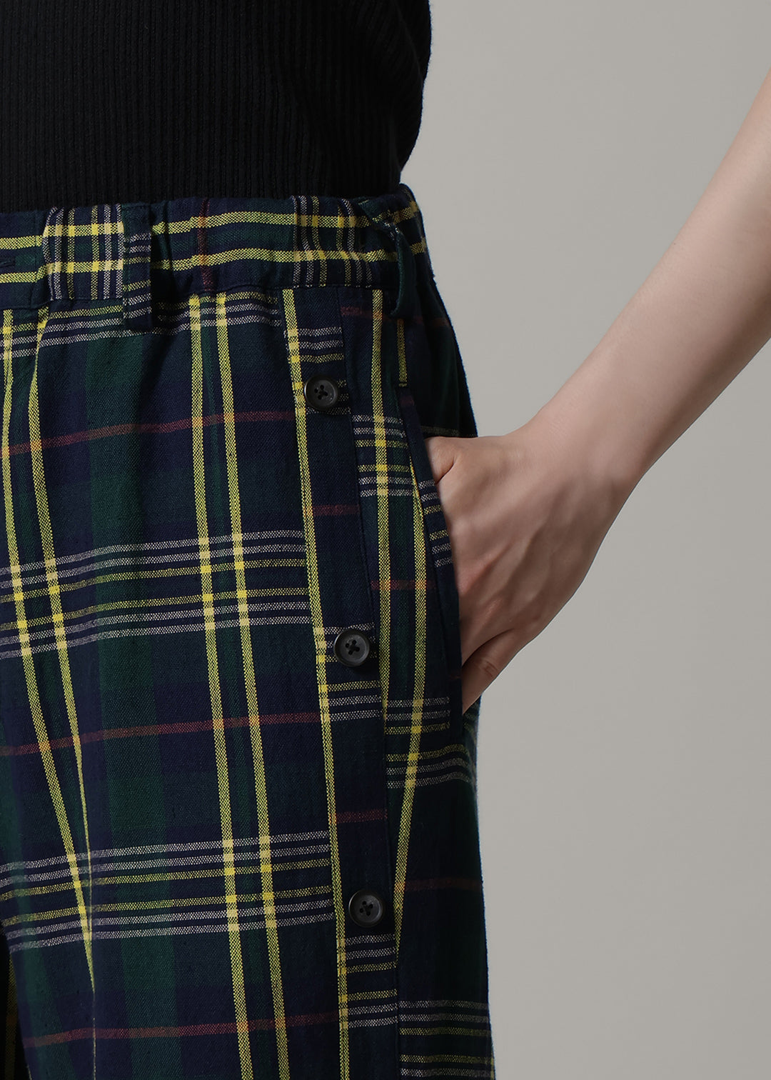 Xing Side Button Pants 56dt check