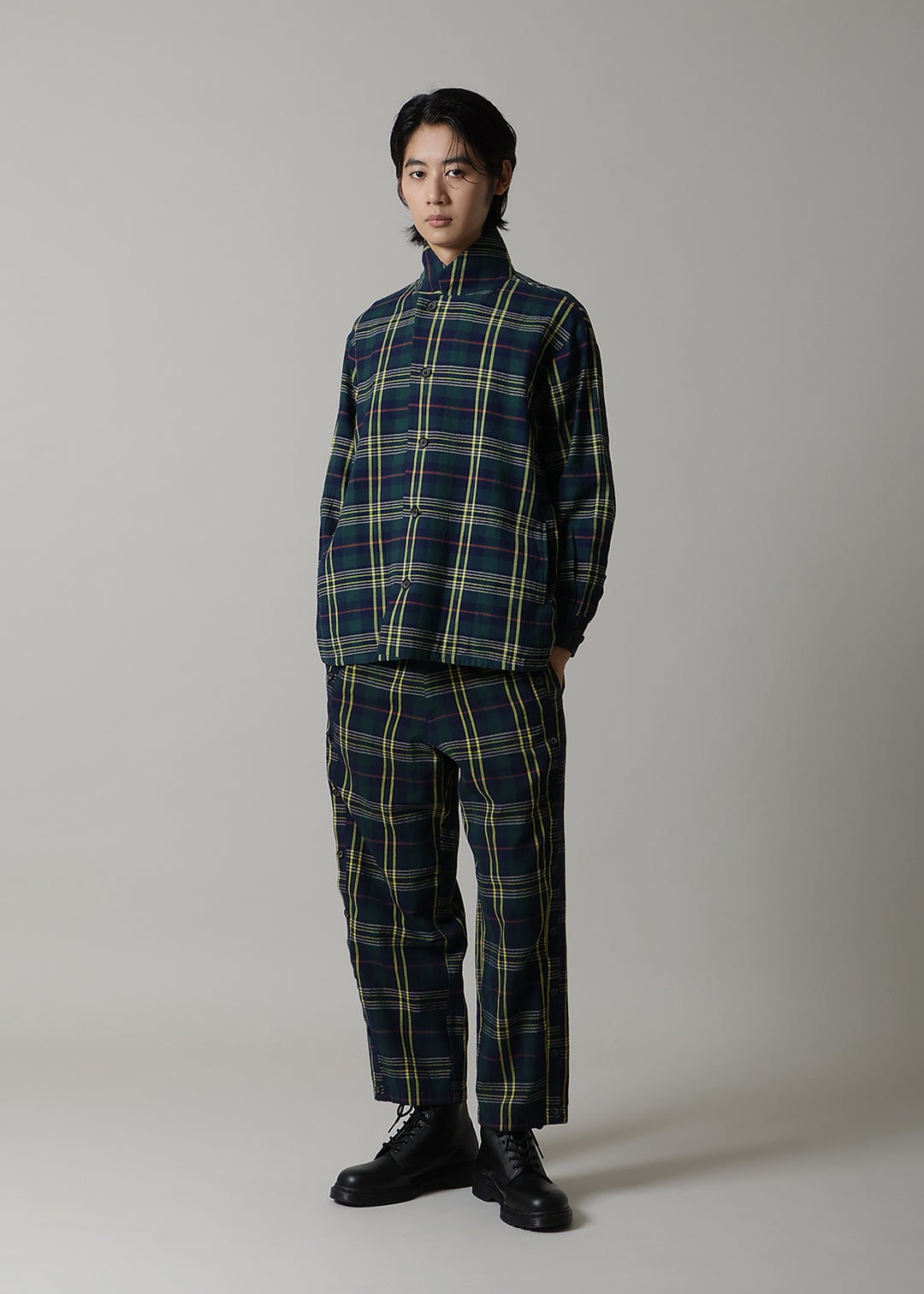 Xing Side Button Pants 56dt check