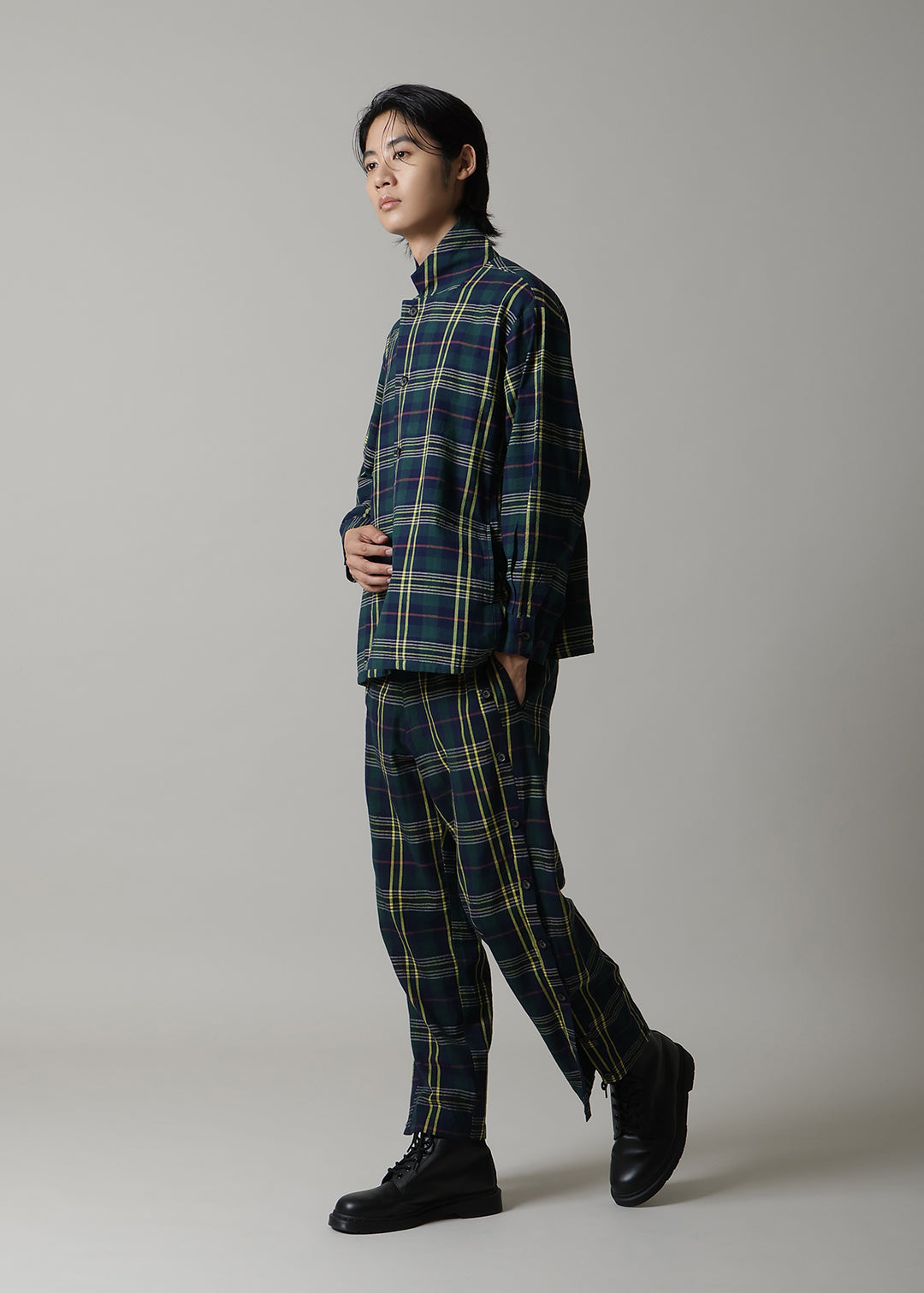 Xing Side Button Pants 56dt check