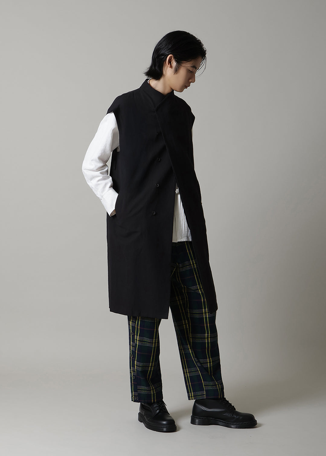 Xing Side Button Pants 56dt check
