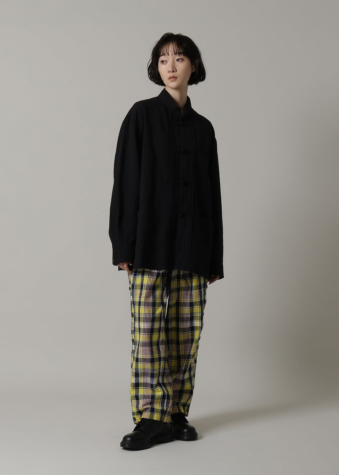 Xing Side Button Pants 56dt check