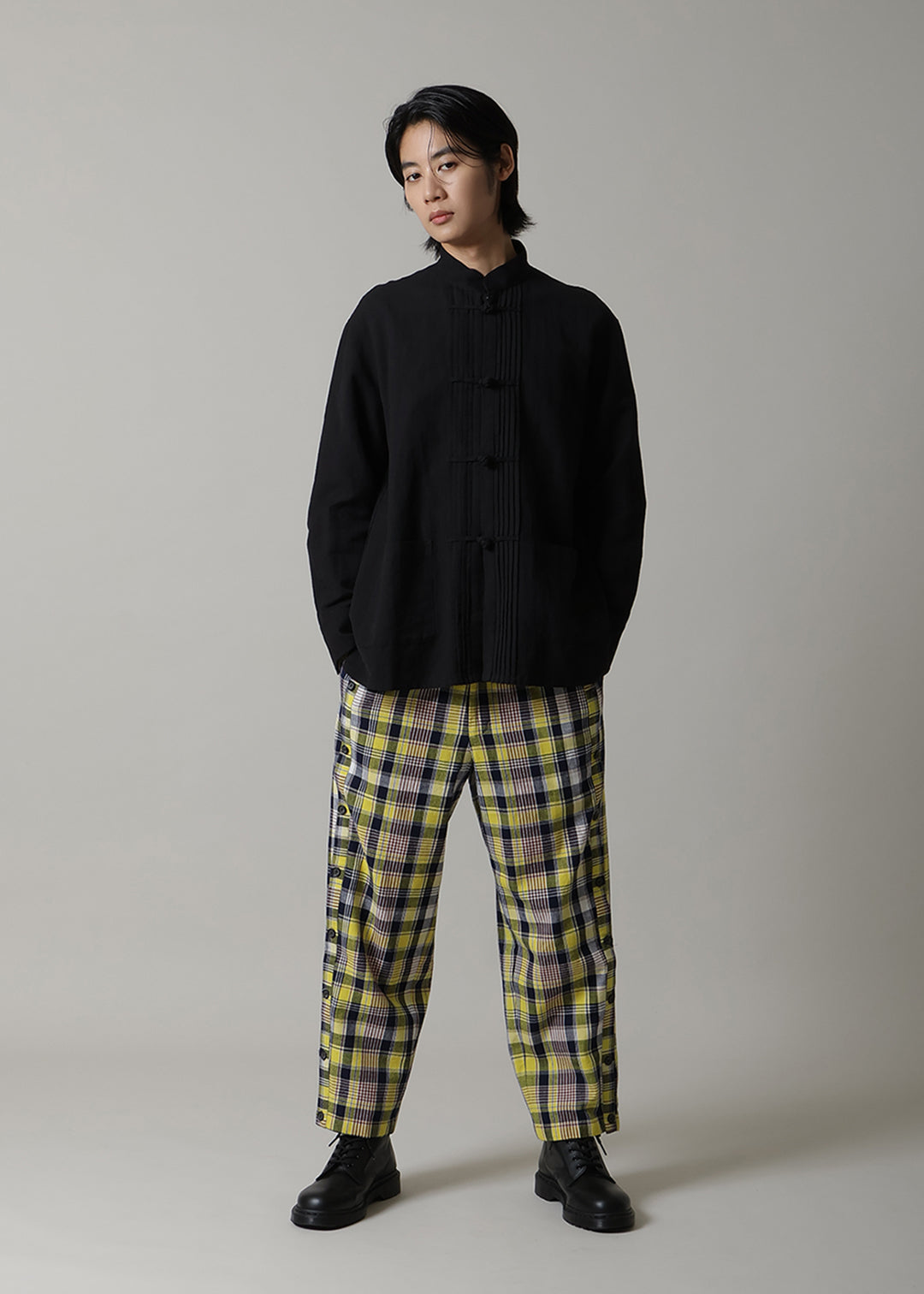 Xing Side Button Pants 56dt check