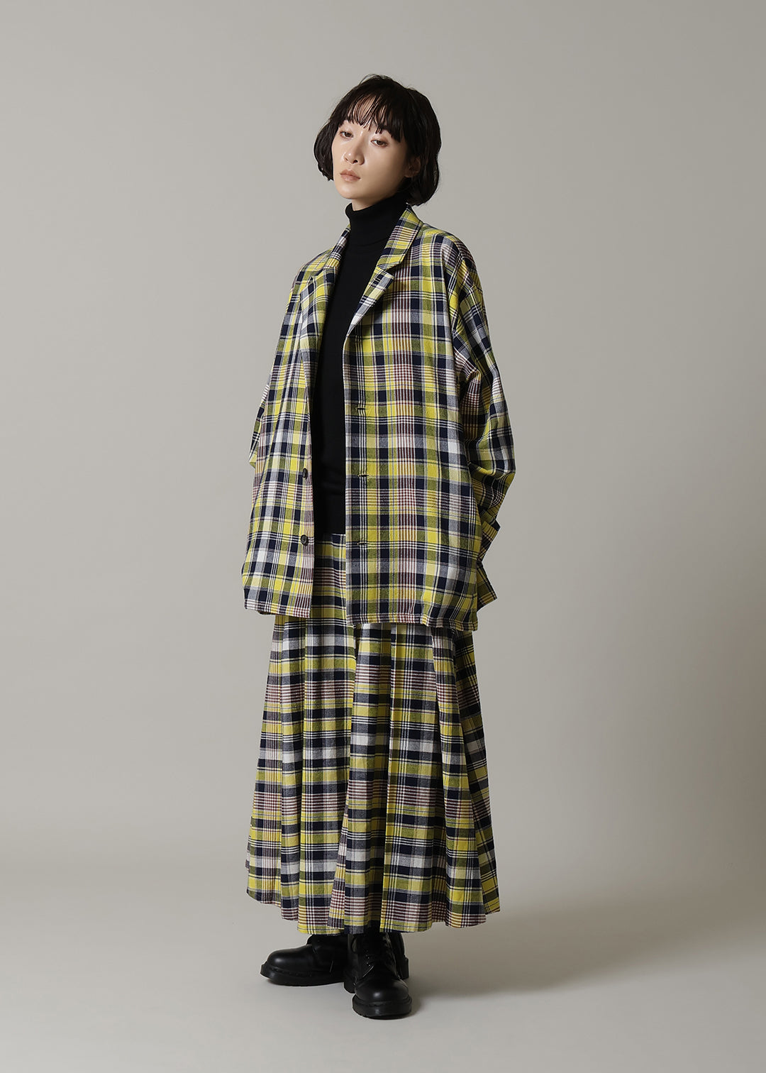 Kaname Uneven Pleat SK 56dt check