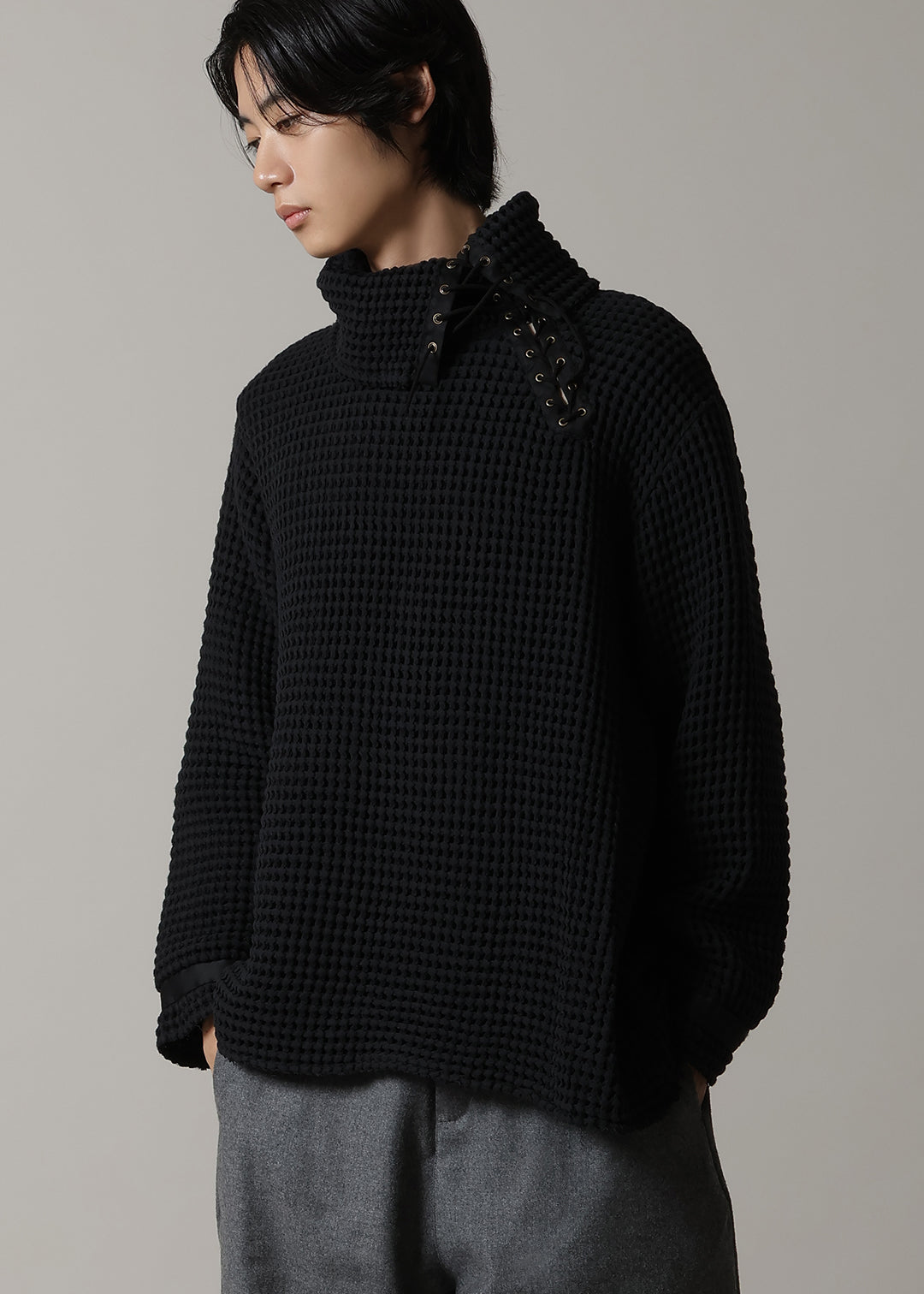 Matou Rolled Neck Tops Waffle Gauze