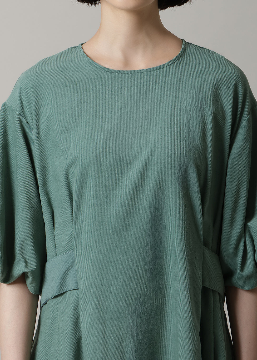 Xing Puff Sleeve One-piece Corduroy