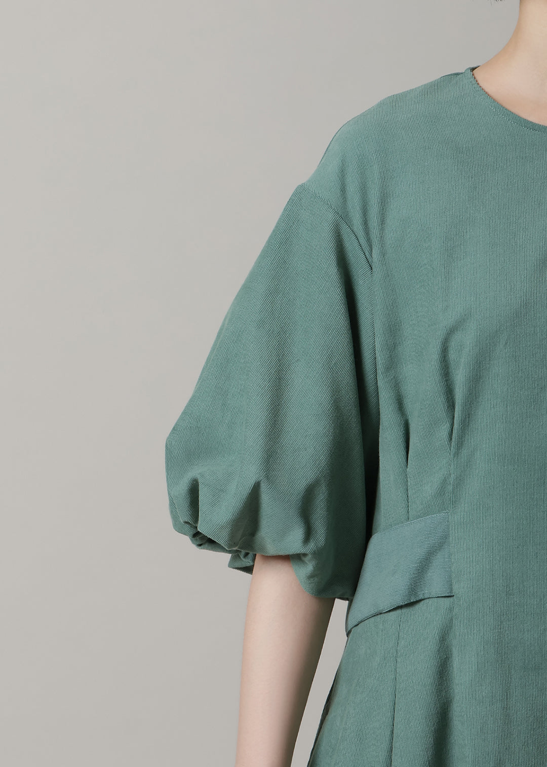 Xing Puff Sleeve One-piece Corduroy