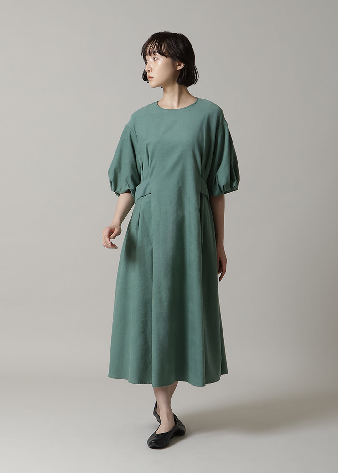 Xing Puff Sleeve One-piece Corduroy