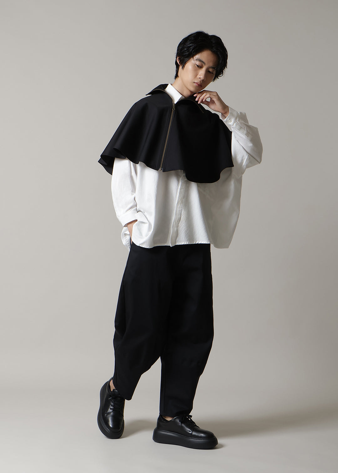 Sculpted Micro Poncho Cotton Chino