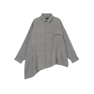 アシメ サイドロングシャツ フルスリーブ 150dtツイルカディ
