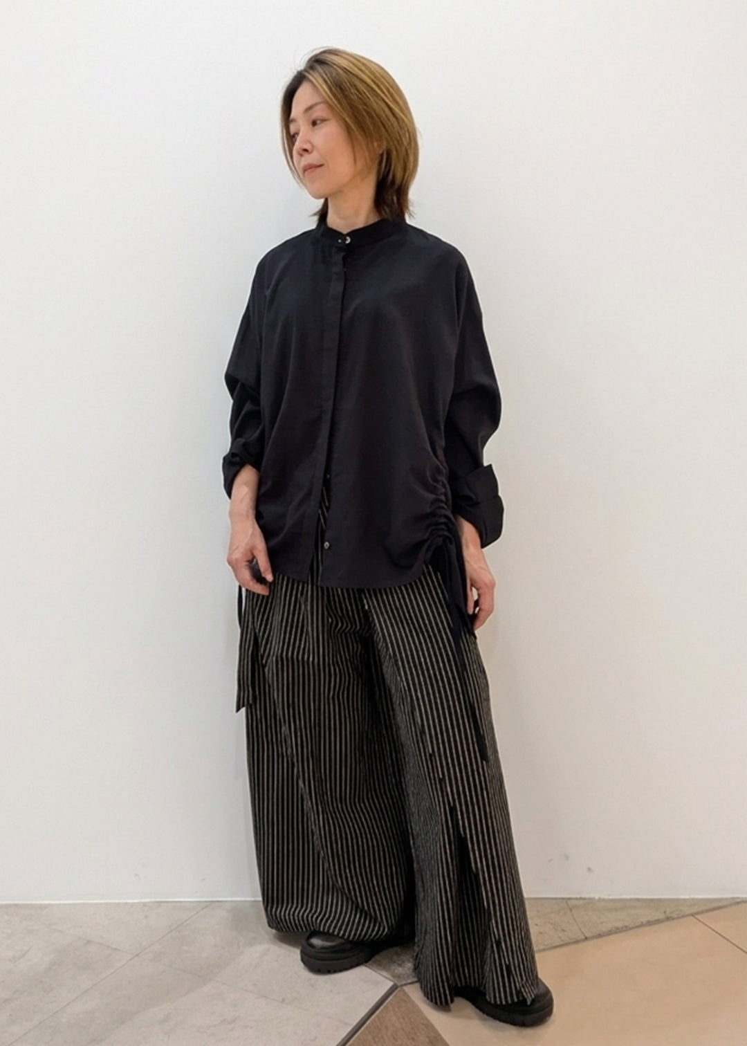 Sculpted Wrap Pants L/C stripe – マザーハウス 公式サイト