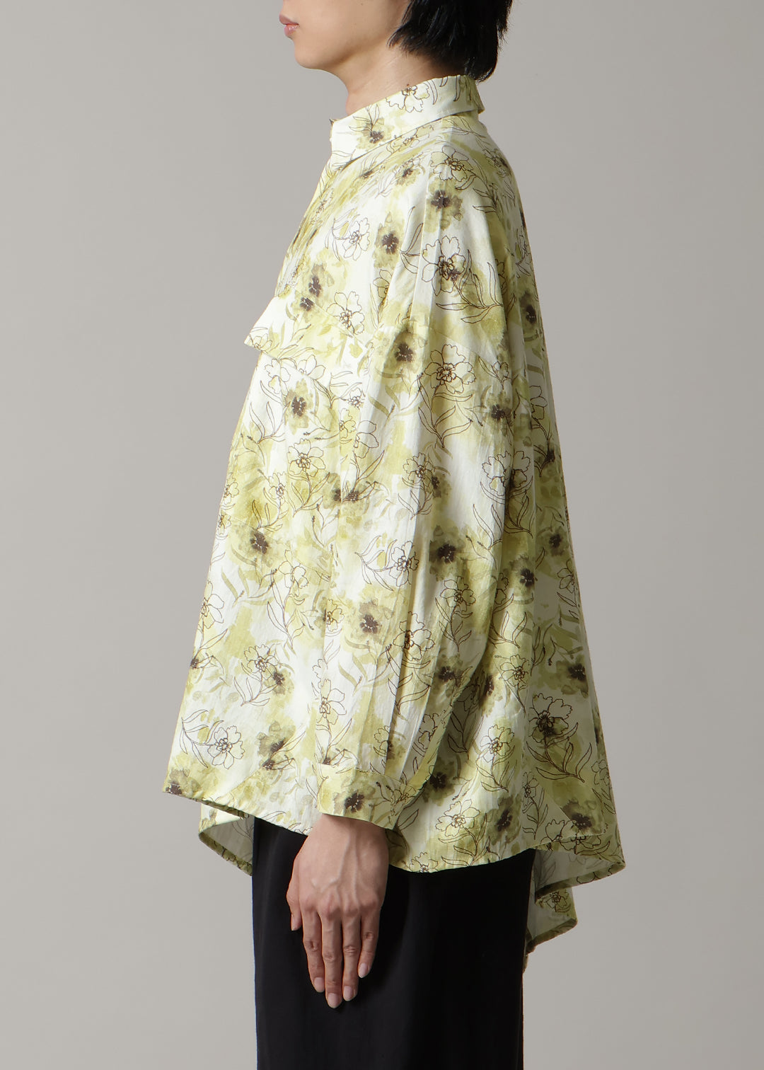 Asymme Side Long SH F/S Print Khadi