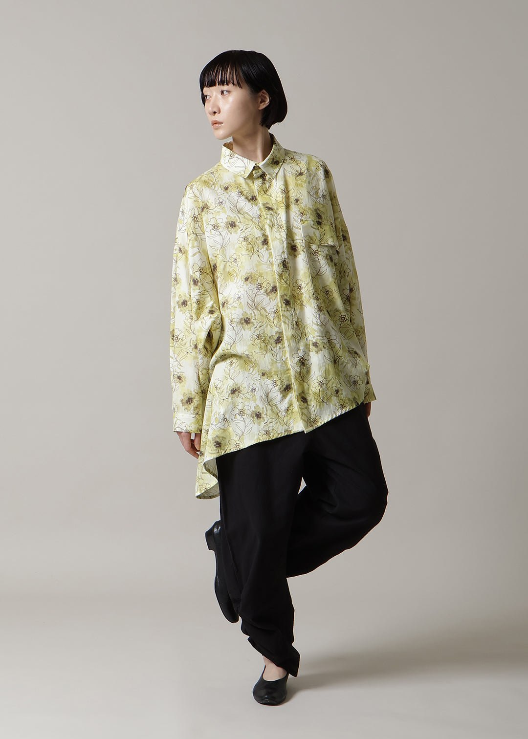 Asymme Side Long SH F/S Print Khadi