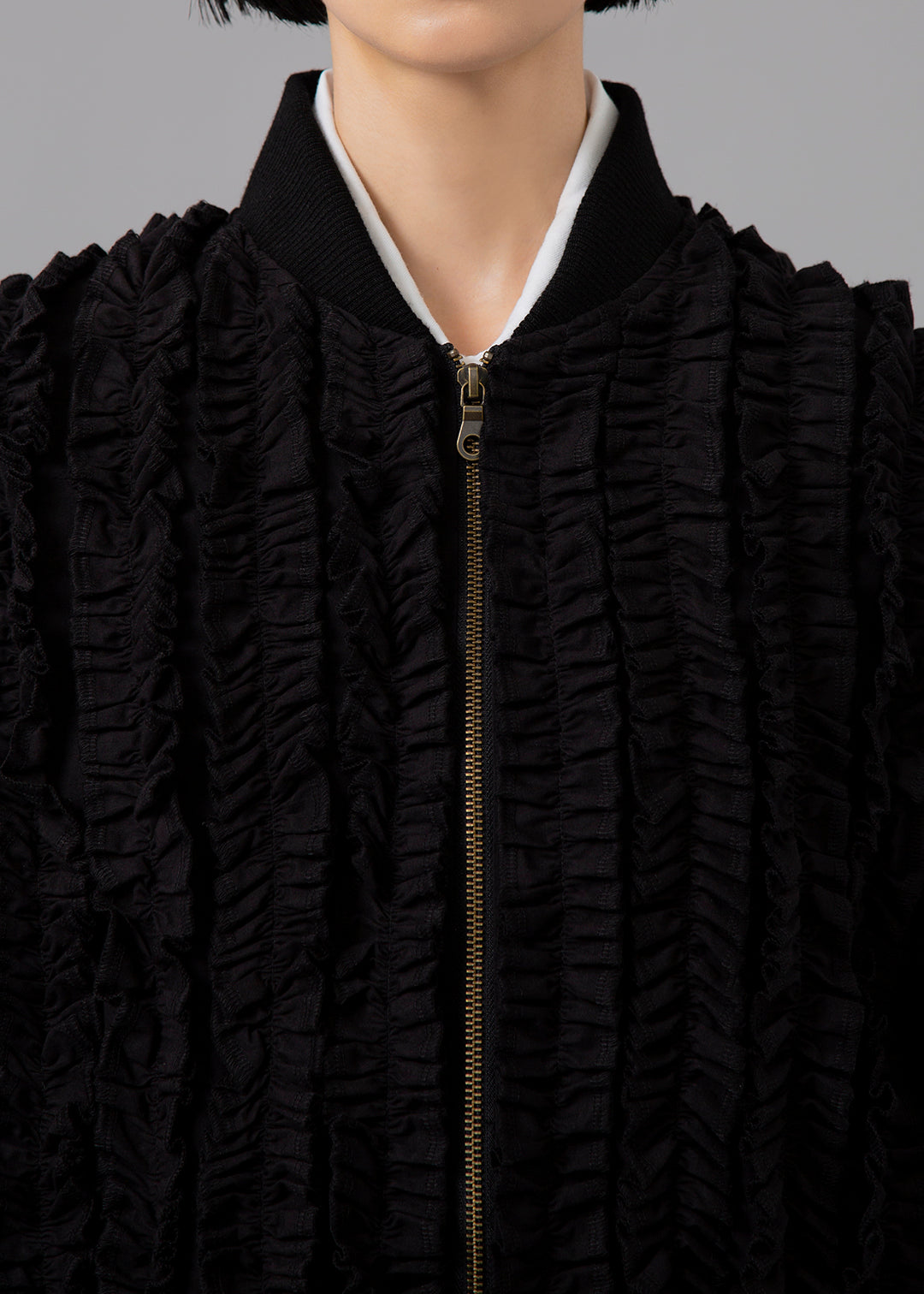 I.V. Panel Zip Jacket Cotton Ruffle