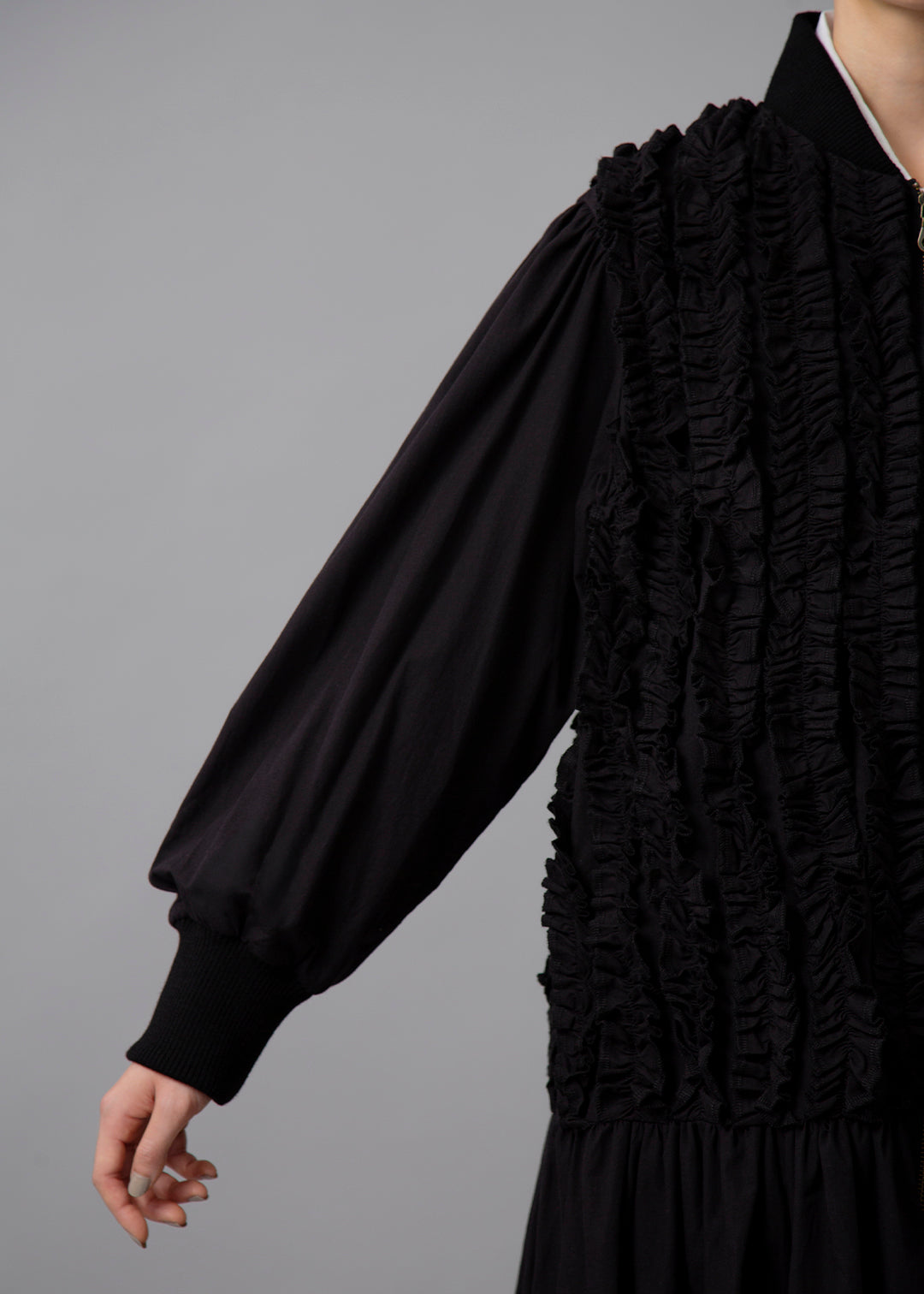 I.V. Panel Zip Jacket Cotton Ruffle