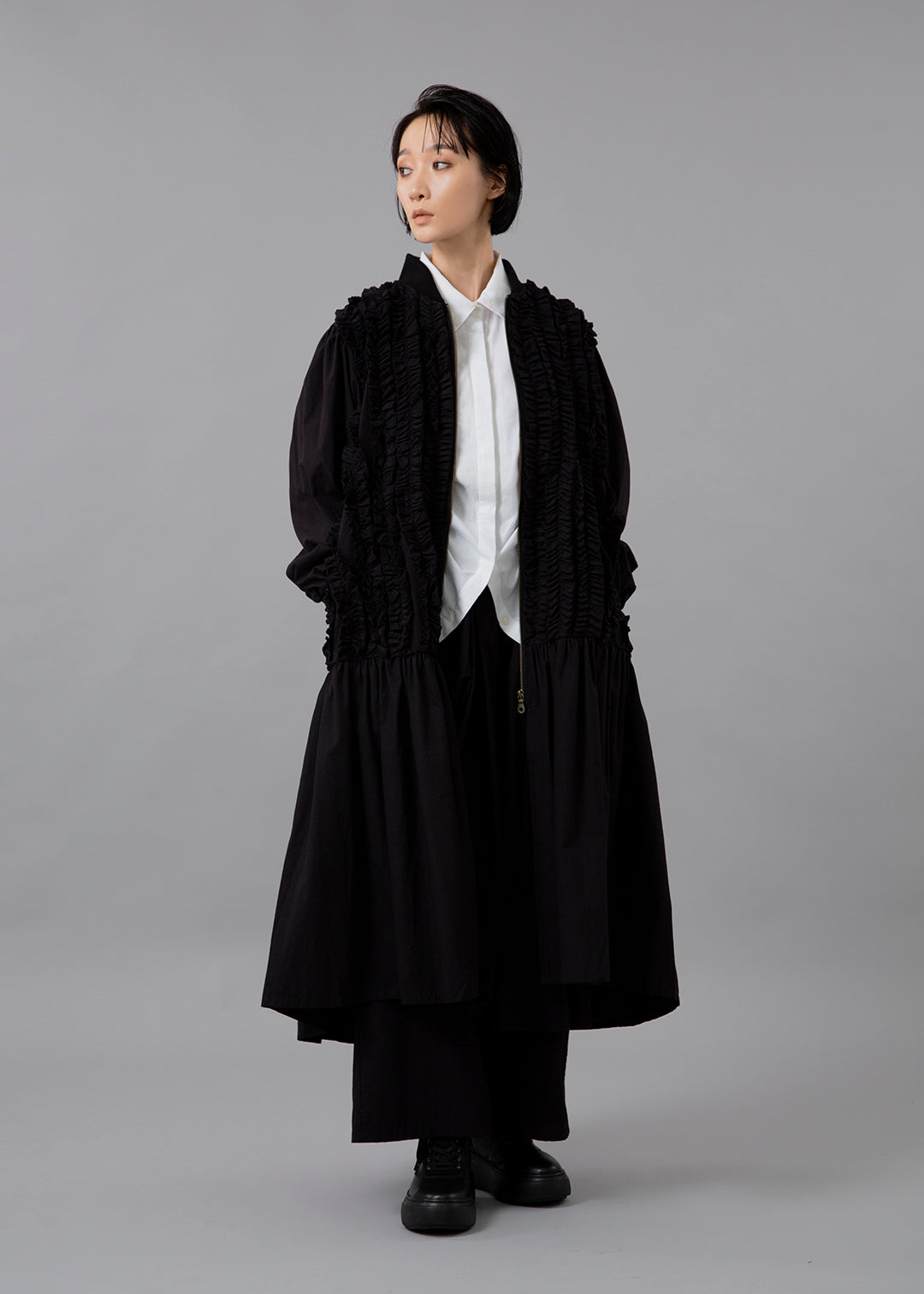 I.V. Panel Zip Jacket Cotton Ruffle