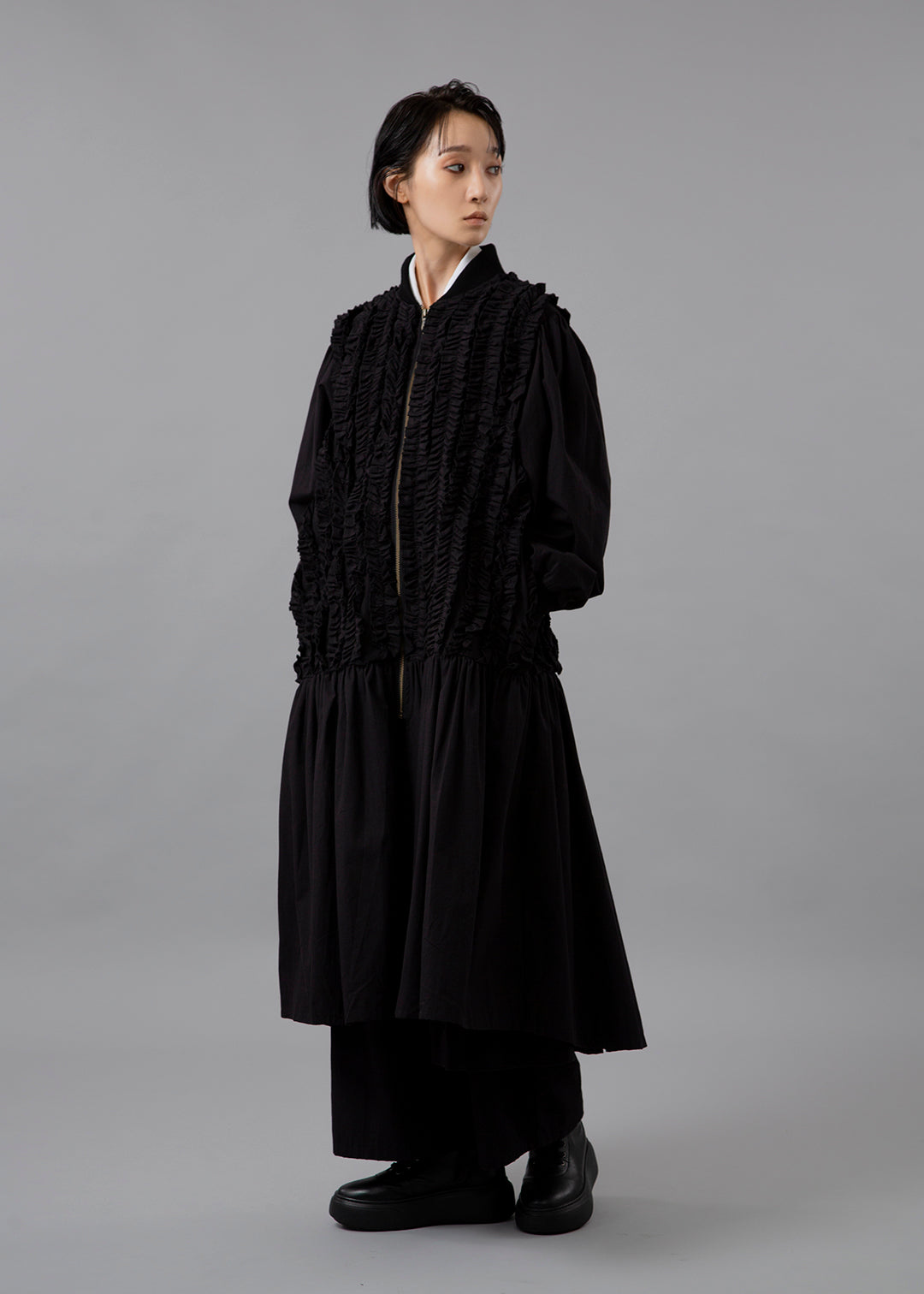I.V. Panel Zip Jacket Cotton Ruffle