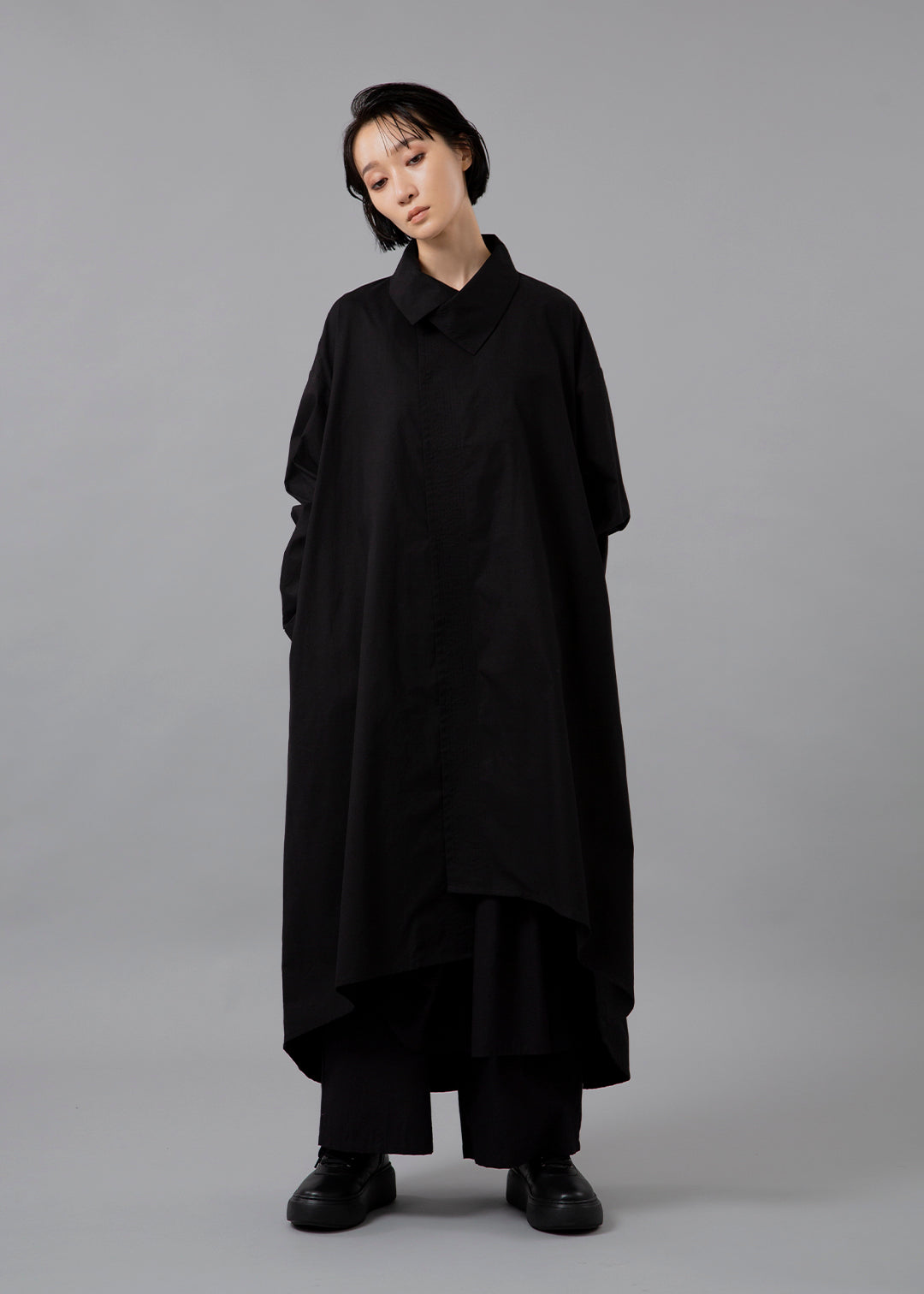 Sculpted Drape Long Shirt Poplin