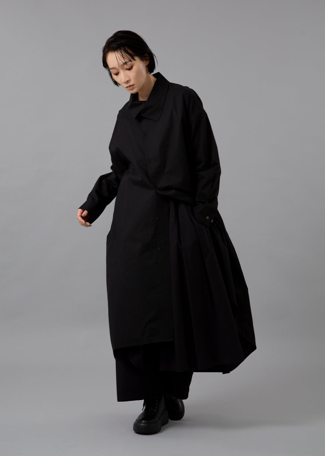 Sculpted Drape Long Shirt Poplin