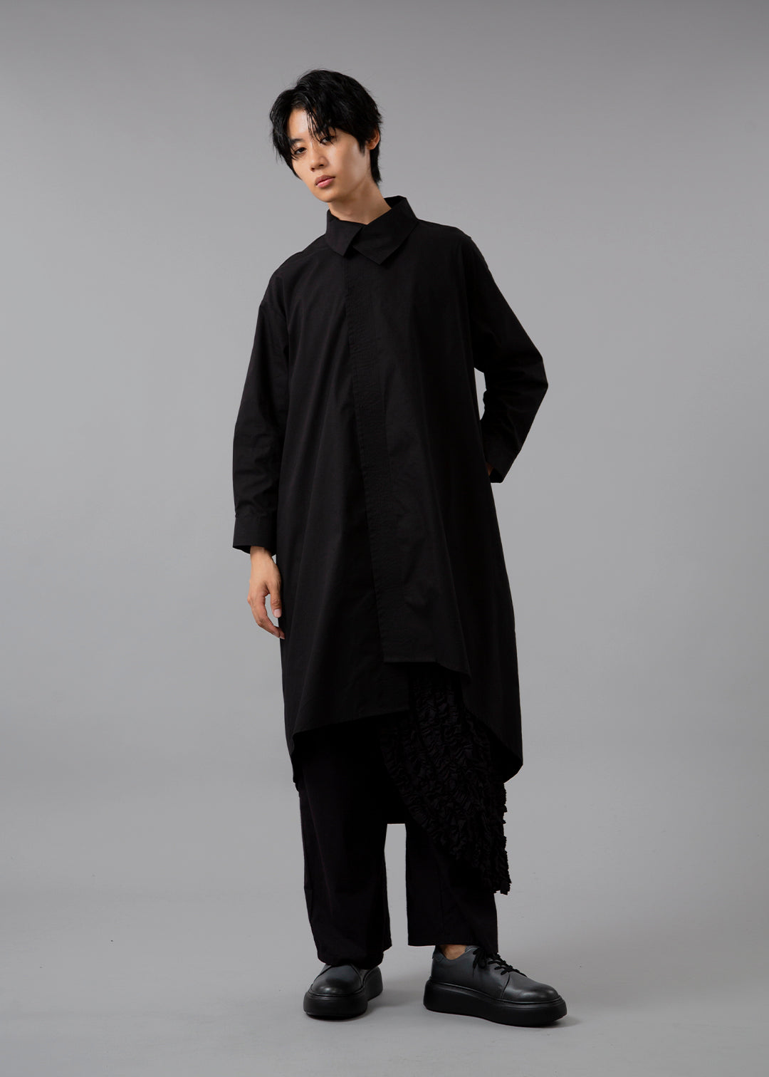 Sculpted Drape Long Shirt Poplin