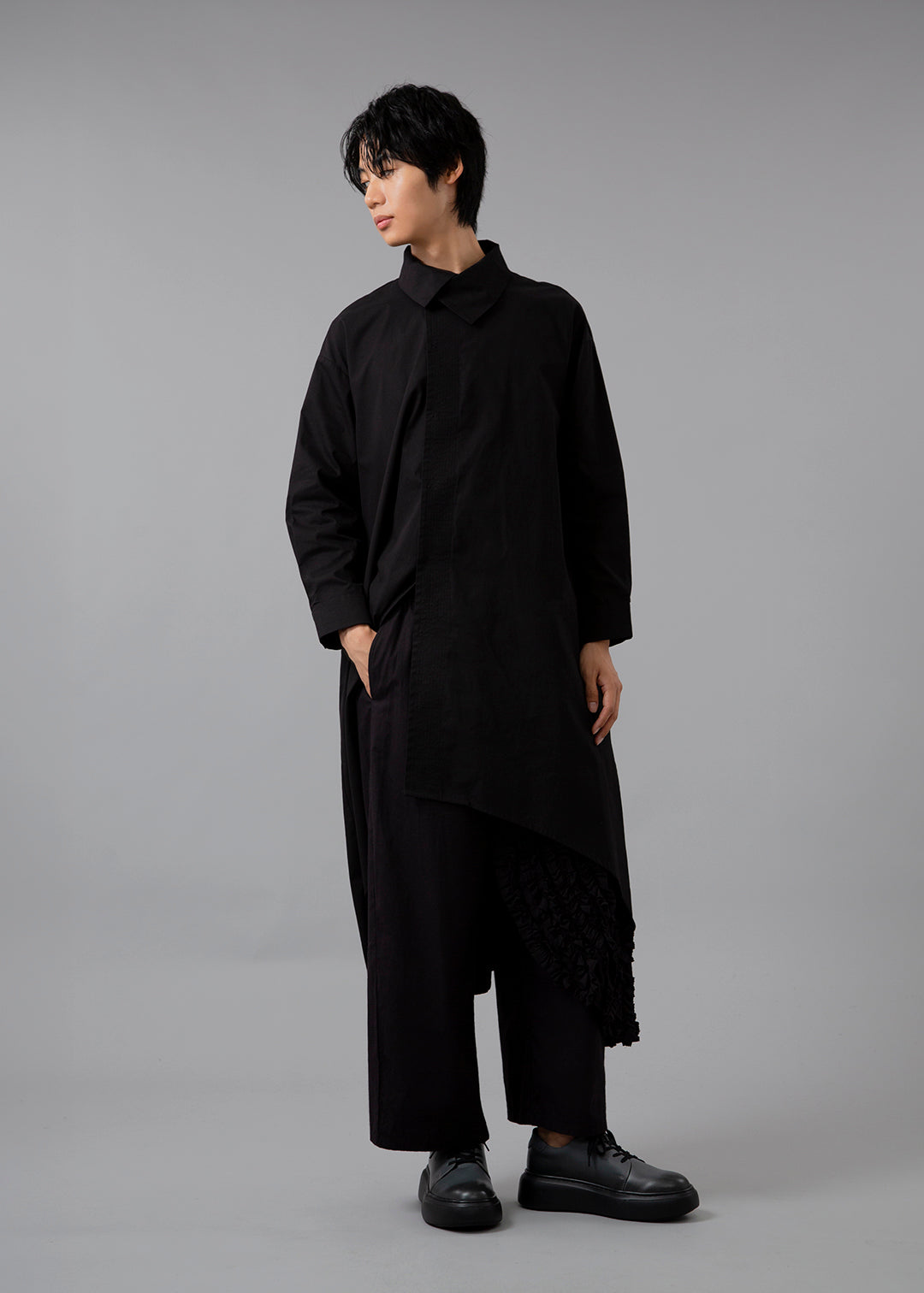 Sculpted Drape Long Shirt Poplin