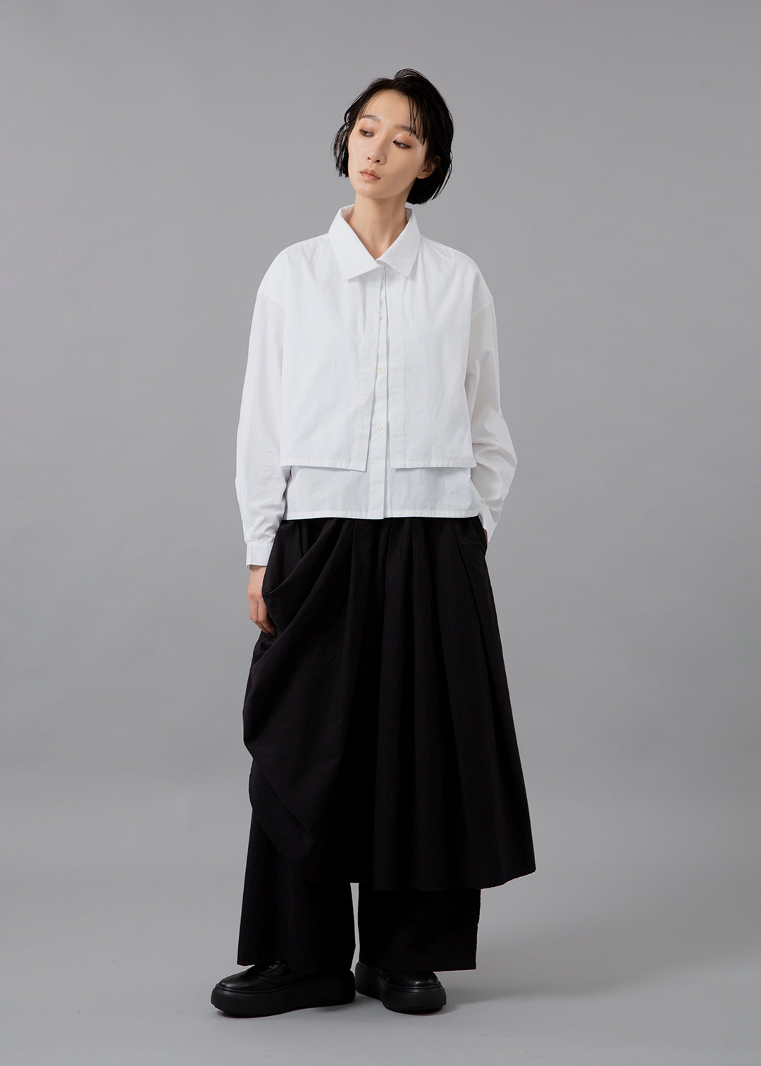 Sculpted Drape Tuck Pants Cotton
