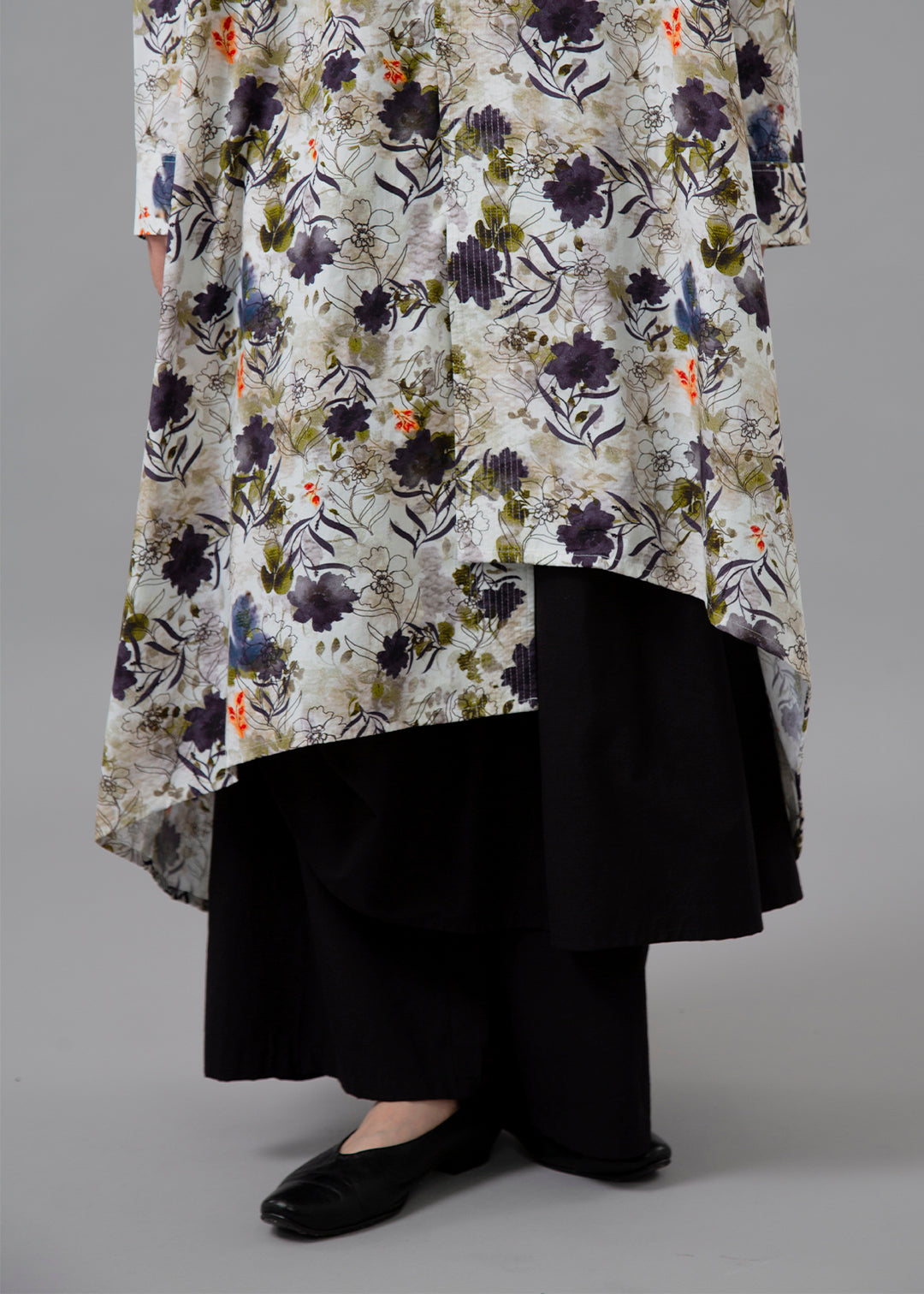Sculpted Drape Long SH Print Poplin